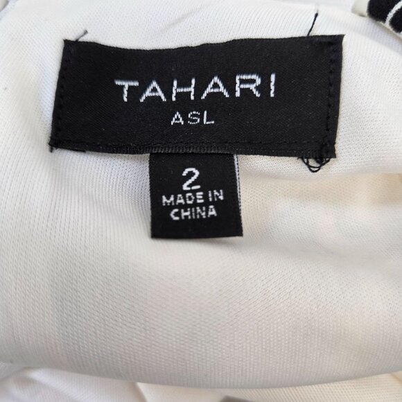 Tahari ASL Border Print Fringe Trim Sheath Dress Size 2 - Picture 3 of 8